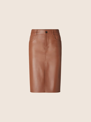 5-Pocket Skirt in Rust Brown Nappa Leather