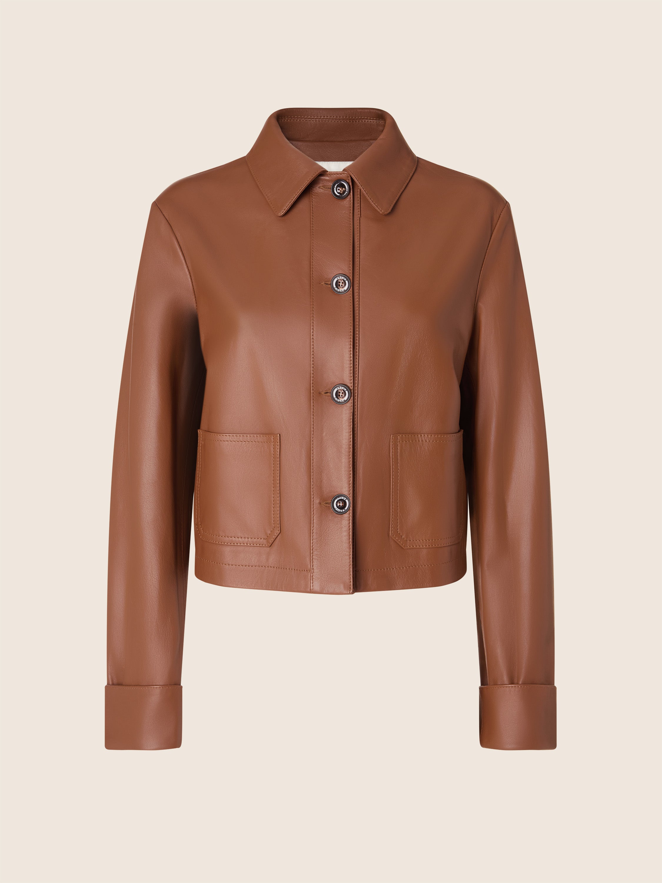 Cropped Jacket in Rust Brown Light Nappa Leather | Jacob Cohën