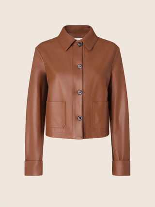 Cropped Jacket in Rust Brown Light Nappa Leather
