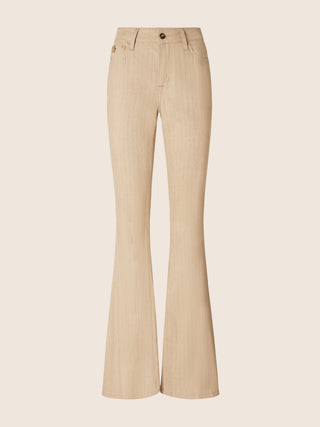 Victoria Regular Trousers in Sand and Blue Pinstripe Viscose and Linen Stretch Canvas Victoria Regular Trousers in Sand and Blue Pinstripe Viscose and Linen Stretch Canvas