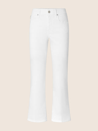 Pantalon Kate Crop en bull power stretch blanc, coupe straight, 5 poches