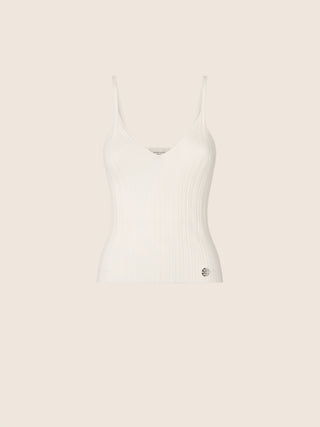 Sleeveless Top in White Stretch Viscose Knit