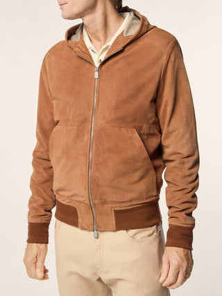 Jacket in Light Terracotta Brown Suede 4