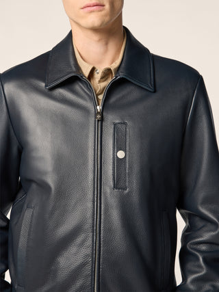 Jacke aus Hirschleder in Marineblau 4