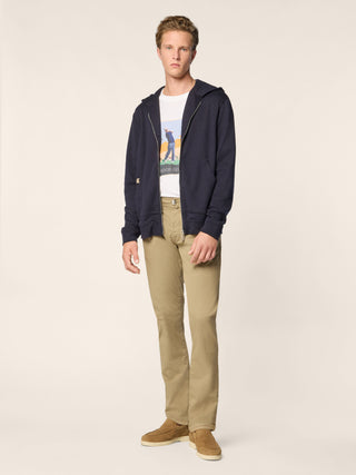 Bard Regular-Slim 5 Pocket Pants in Beige Stretch Cotton Gabardine 3