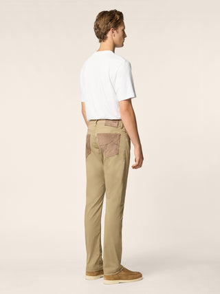 Bard Regular-Slim 5 Pocket Pants in Beige Stretch Cotton Gabardine 4