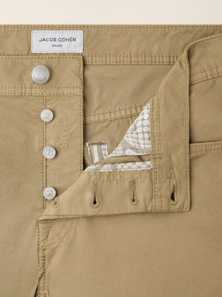 Bard Regular-Slim 5 Pocket Pants in Beige Stretch Cotton Gabardine 5
