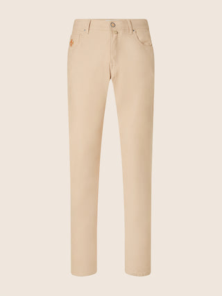 Bard Regular-Slim 5 Pocket Pants in Apricot Pink Stretch Cotton Drill