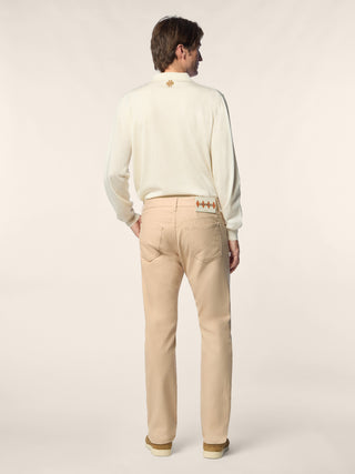 Bard Regular-Slim 5 Pocket Pants in Apricot Pink Stretch Cotton Drill 4