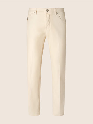 Scott Carrot Slim 5 Pocket Pants in Cream Stretch Cotton Drill