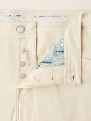 Scott Carrot Slim 5 Pocket Pants in Cream Stretch Cotton Drill