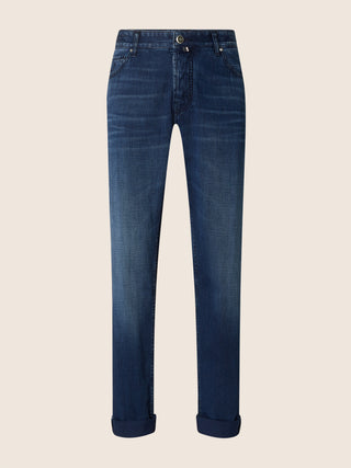 Bard LTD Regular-Slim 5 Pocket Jeans in Mid Blue Selvedge Denim with Vintage Wash