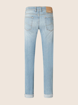 Bard LTD Regular-Slim 5 Pocket Jeans in Light Blue Stretch Selvedge Denim with Vintage Wash 3