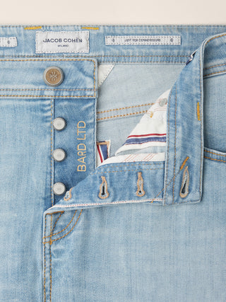 Bard LTD Regular-Slim 5 Pocket Jeans in Light Blue Stretch Selvedge Denim with Vintage Wash 4