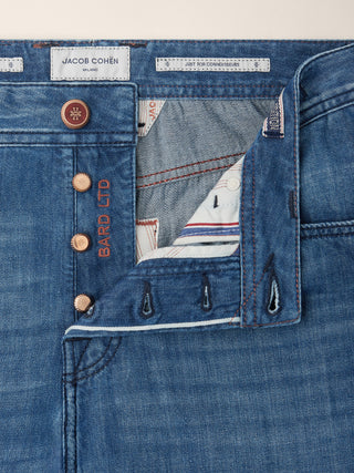 Bard LTD Regular-Slim 5 Pocket Jeans in Medium Blue Selvedge Denim with Vintage Wash 5