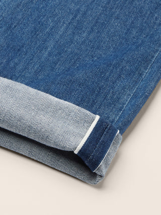 Bard LTD Regular-Slim 5 Pocket Jeans in Medium Blue Selvedge Denim with Vintage Wash 6