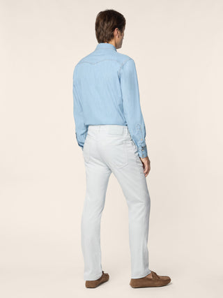 Camicia Western in denim leggero blu chiaro lavaggio bleach 3