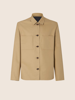 Wendbares Overshirt aus doppellagiger Sea Island Baumwolle in Blau und Beige