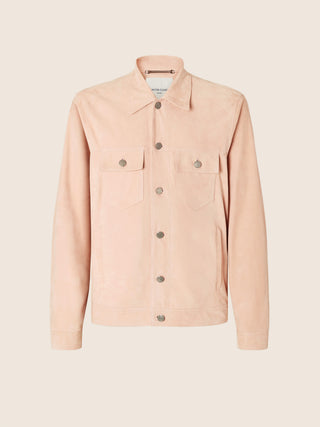 Trucker Jacket in Pink Suede