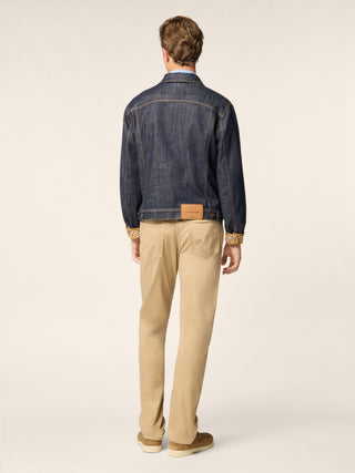 Trucker Jacket in Dark Blue Stretch Denim with Rinse Wash 3