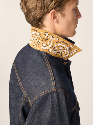 Trucker Jacket in Dark Blue Stretch Denim with Rinse Wash 5
