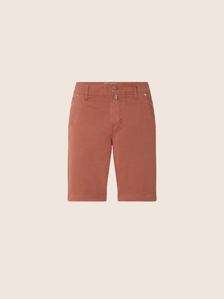 Lou Bermuda Pants in Argan Oil Brown Cotton Stretch Gabardine
