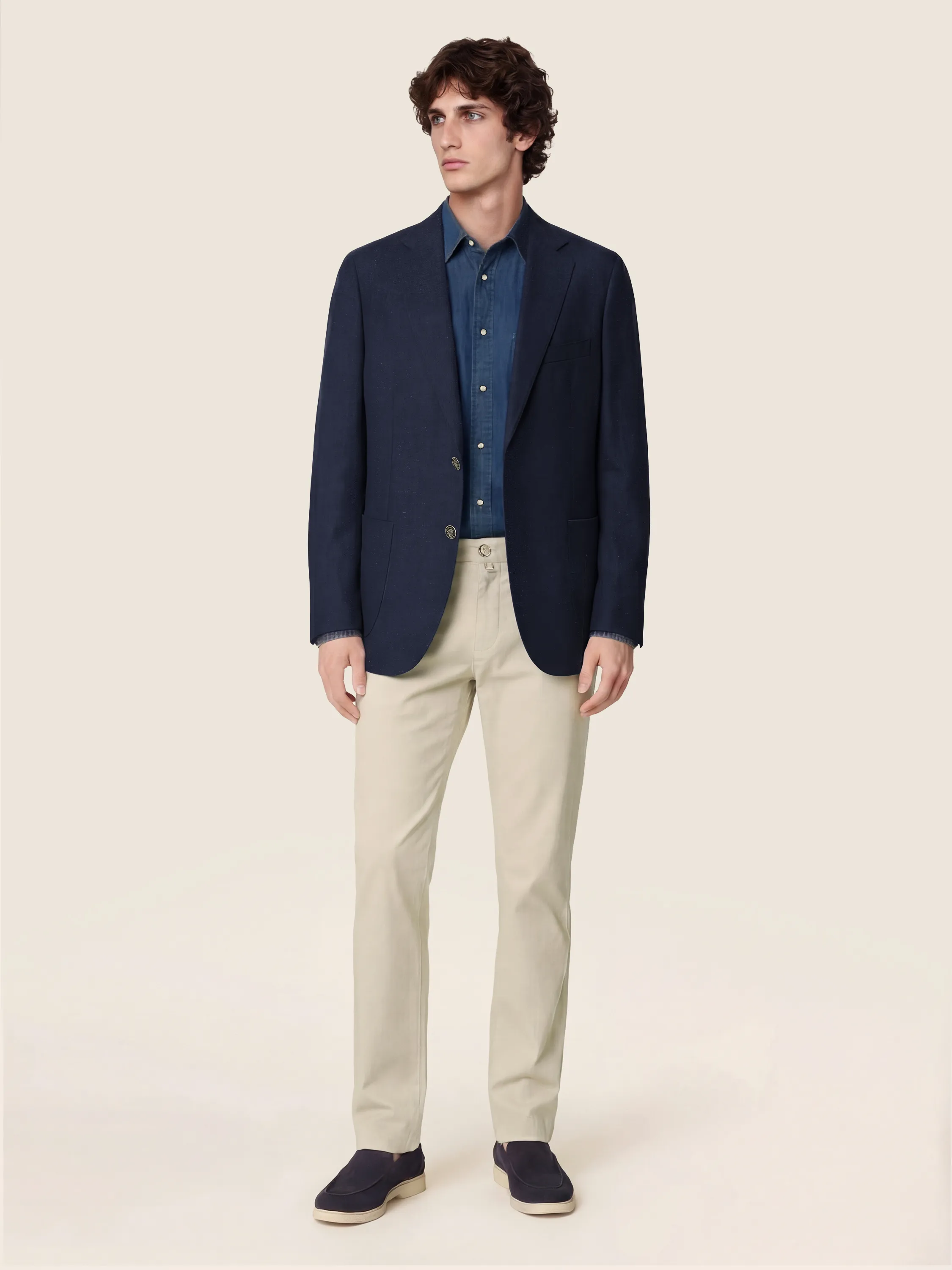 パンツ jacob cohen w29 Gray Regular Chino Pants in Beige Cotton and Lyocell Stretch Twill