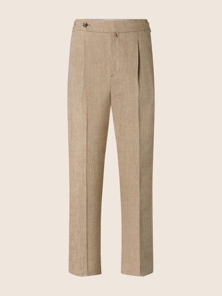 Oliver Regular Chino Pants in Hazelnut Melange Linen and Wool Batavia