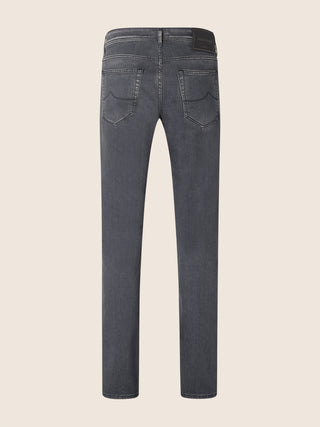 Bard Regular-Slim 5 Pocket Jeans in Dark Grey Super Stretch Denim with Stone Wash 3