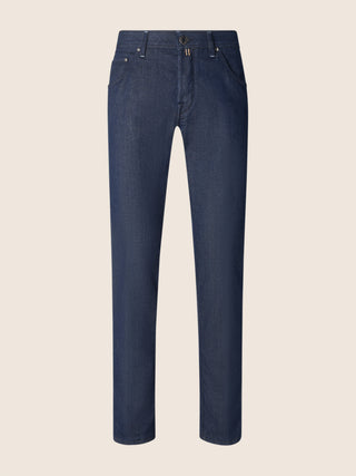 Bard Regular-Slim 5 Pocket Jeans in Dark Blue Power Stretch Denim with Rinse Wash