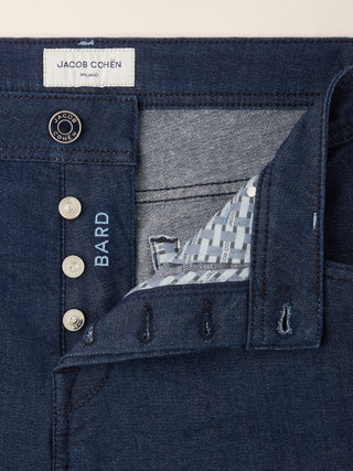 Bard Regular-Slim 5 Pocket Jeans in Dark Blue Power Stretch Denim with Rinse Wash 4