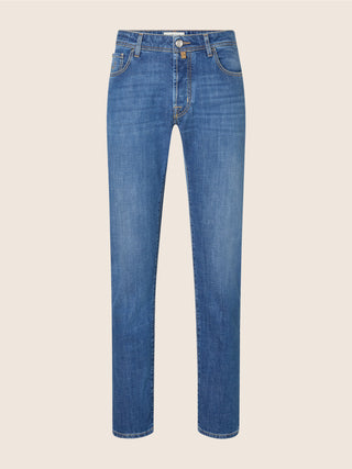 Bard Regular-Slim 5 Pocket Jeans in Medium Blue Comfort Denim