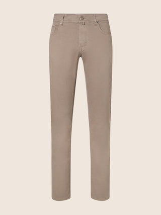 Bard Regular-Slim 5 Pocket Pants in Taupe Cotton and Lyocell Stretch Twill