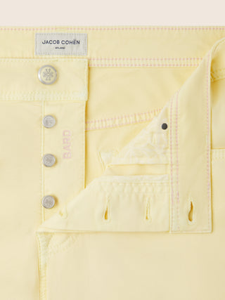 Bard Regular-Slim 5 Pocket Pants in Light Yellow Cotton and Lyocell Stretch Twill 4