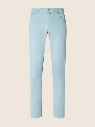 Bard Regular-Slim 5 Pocket Pants in Sky Blue Cotton and Lyocell Stretch Twill