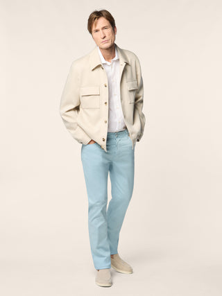 Bard Regular-Slim 5 Pocket Pants in Sky Blue Cotton and Lyocell Stretch Twill 3