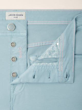 Bard Regular-Slim 5 Pocket Pants in Sky Blue Cotton and Lyocell Stretch Twill 5