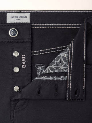 Bard Regular-Slim 5 Pocket Pants in Navy Blue Cotton and Lyocell Stretch Twill 5