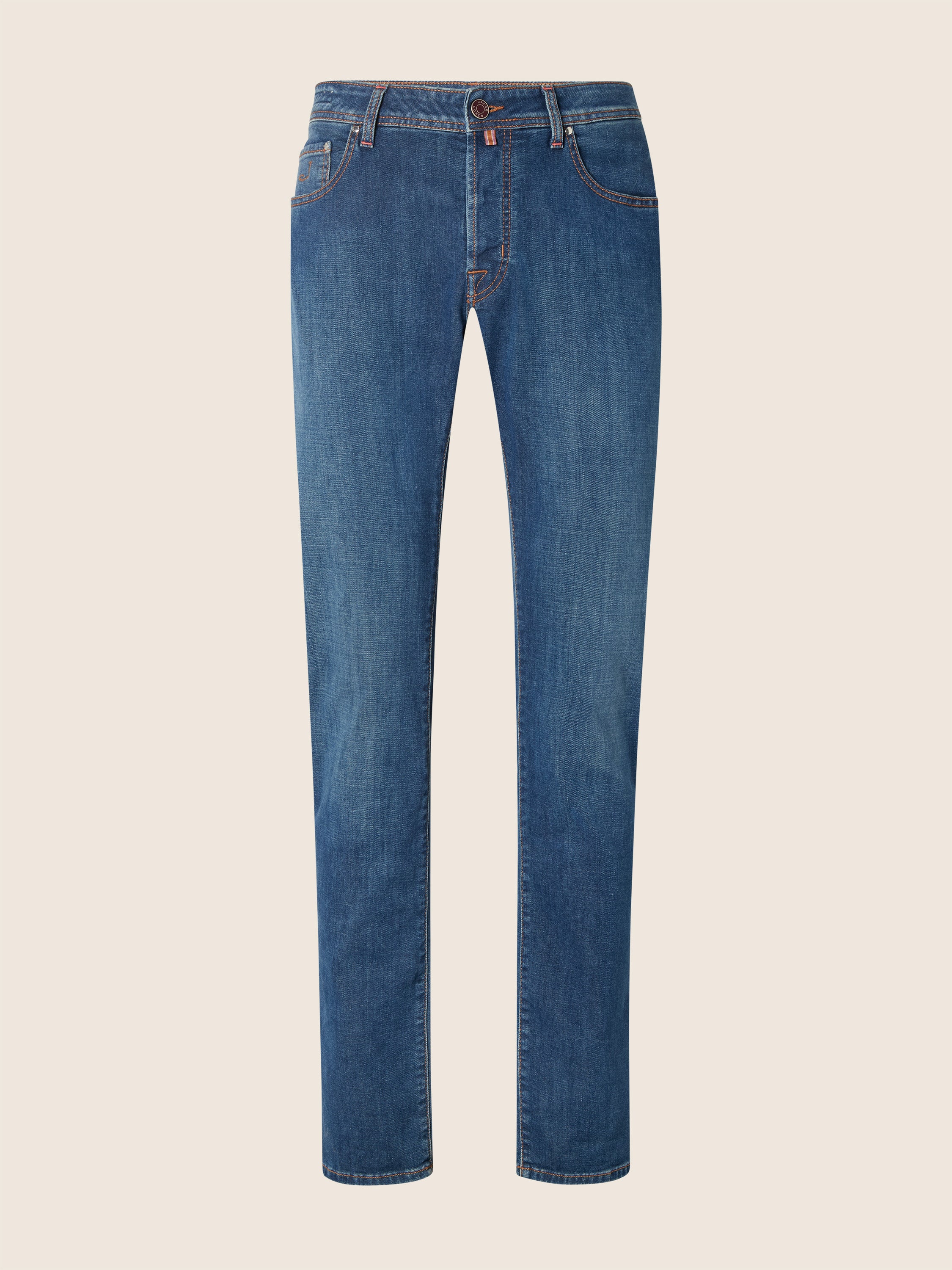 Nick Slim 5 Pocket Jeans in Medium Blue Power Stretch Denim with