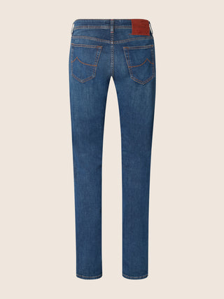 Jeans 5 tasche Nick slim in denim power stretch blu medio lavaggio stone 3