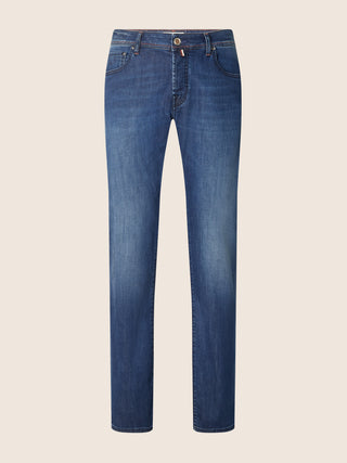 Nick Slim 5 Pocket Jeans in Dark Blue Comfort Denim with Vintage Wash