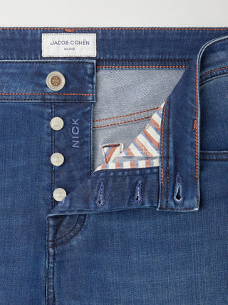 Nick Slim 5 Pocket Jeans in Dark Blue Comfort Denim with Vintage Wash 4