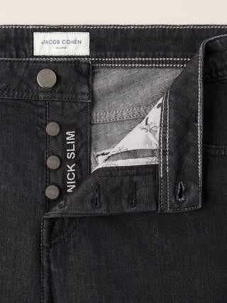 5-Pocket-Jeans Nick Slim Super Slim aus schwarzem Super Stretch Denim, Rinse Wash 4