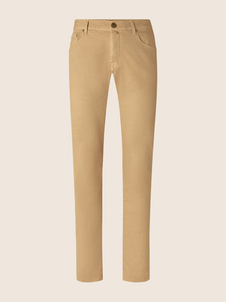 Nick Slim Super-Slim 5 Pocket Pants in Dark Beige Stretch Gabardine