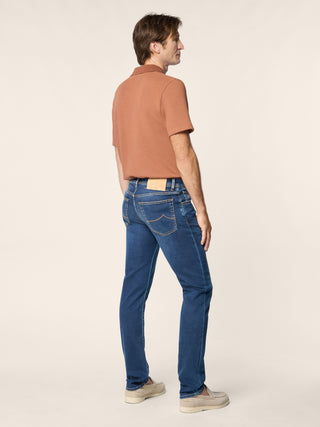 Jeans 5 tasche Nick Slim super-slim in denim stretch soft blu scuro lavaggio vintage 4