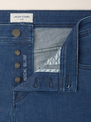 Nick Slim Super-Slim 5 Pocket Jeans in Dark Blue Stretch Soft Denim with Vintage Wash 5