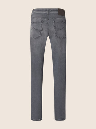Bard Fast Regular-Slim 5 Pocket Jeans in Dark Grey Super Stretch Denim with Vintage Wash 3
