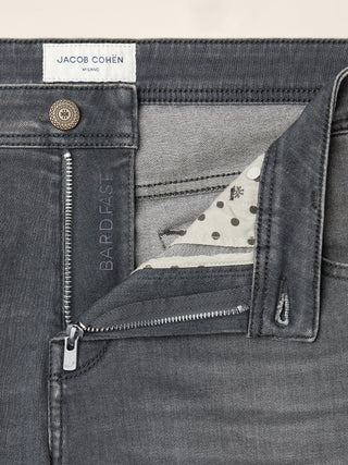 Bard Fast Regular-Slim 5 Pocket Jeans in Dark Grey Super Stretch Denim with Vintage Wash 4