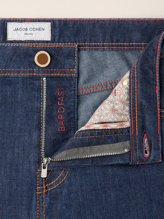 Jeans 5 tasche Bard regular-slim in denim power stretch blu scuro lavaggio rinse 4