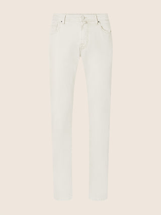 Bard Fast Regular-Slim 5 Pocket Pants in Off-White Honeycomb Stretch Cotton